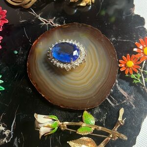 Blue Rhinestone Brooch